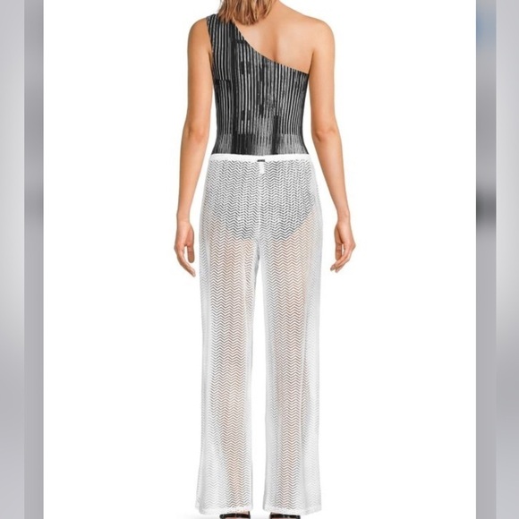 CALVIN KLEIN Women's Wide-Leg Beach Cover-Up Pants, Chevron Wide Leg M, L - Picture 3 of 15